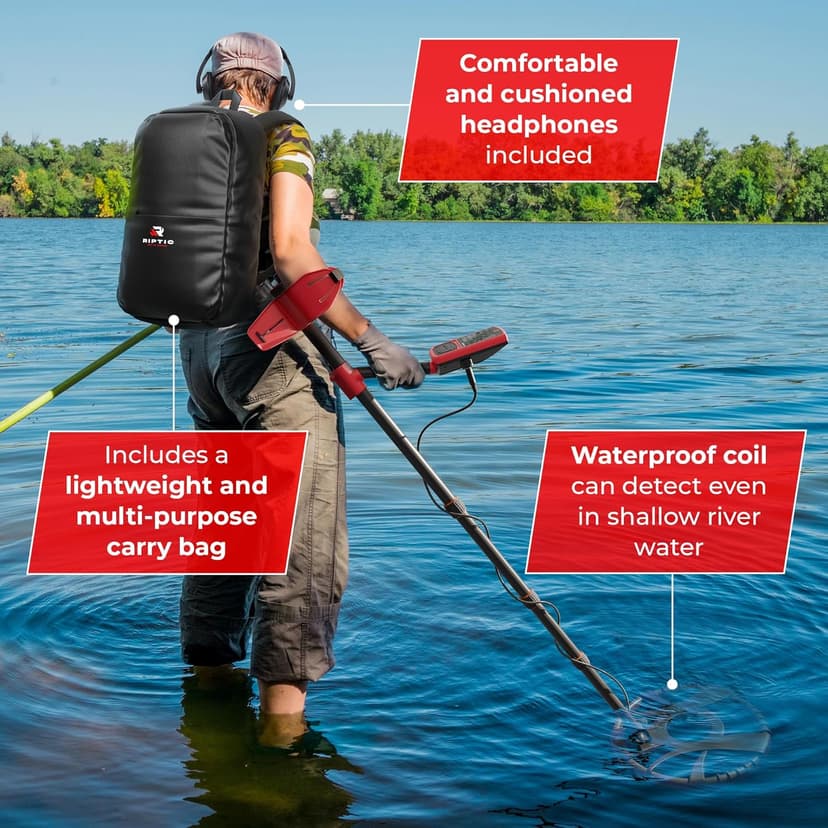 Metal Detector for Adults with Pin Pointer - Waterproof Metal Detector, Pinpointer with 5 Modes, Headphones, Bag, Dagger,Adults Professional, Beach, ip68 Coil,Gold Detector