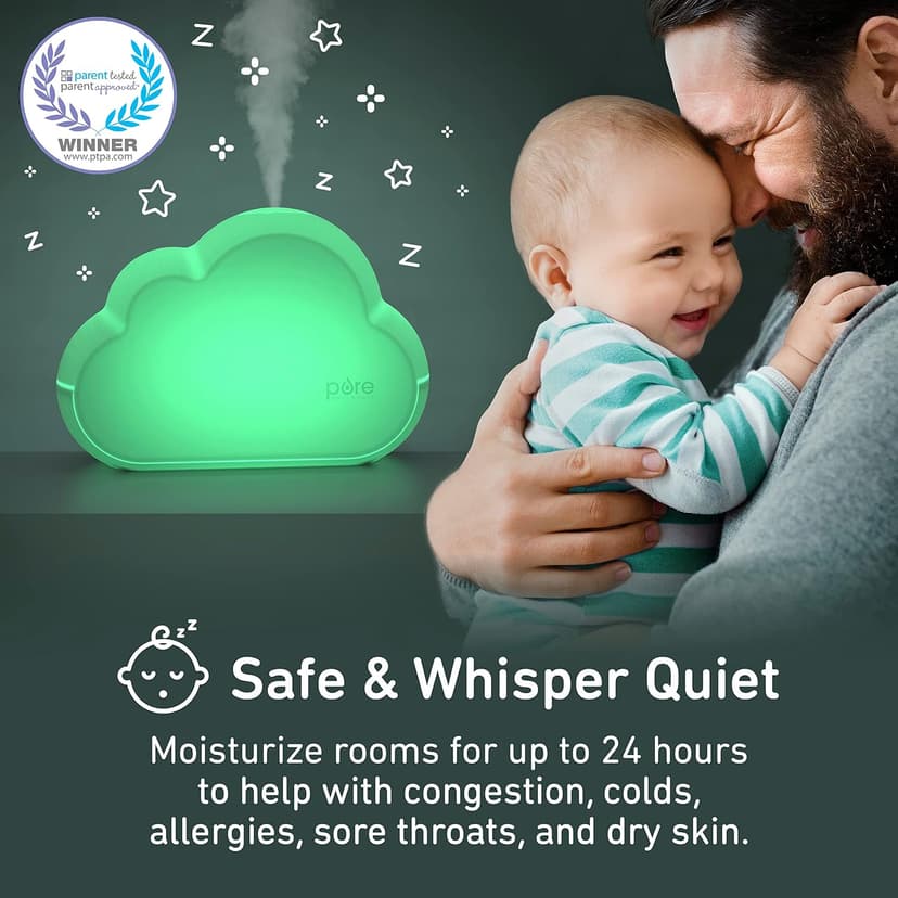 Pure Enrichment PureBaby Cloud Ultrasonic Cool Mist Humidifier - Quiet Variable Mist for up to 24 Hrs, Color Night Light, BPA-Free, Ideal for Baby