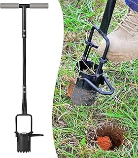 Sod Plugger, Bulb Planter with Long Handle and Serrated Base Garden Tool, Bulb Transplanter Also Grass Plug Tool for Digging Holes to Plant Tulips, Iris, Daffodils