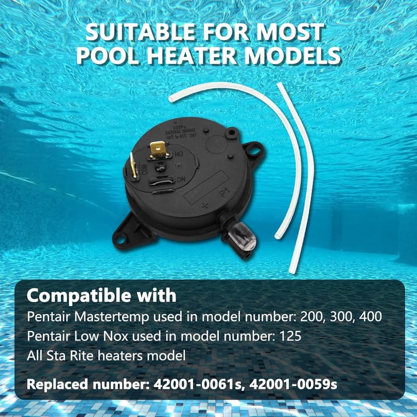 RAMATA 42001-0061s Air Flow Switch Pressure Switch Electrical System AFS Replacement for Pentair Mastertemp and Sta Rite Max E Therm Pool Spa Heater, Also Replaced Old OE # 42001-0059s
