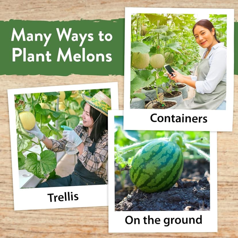 HOME GROWN Melon Seeds Variety Pack – 5 𝗡𝗢𝗡-𝗚𝗠𝗢 Heirloom Fruit Seeds: Watermelon, Cantaloupe, Honeydew, Sugar Baby & Melon – High Germination 𝗨𝗦𝗔 for Planting Home Garden Indoors.