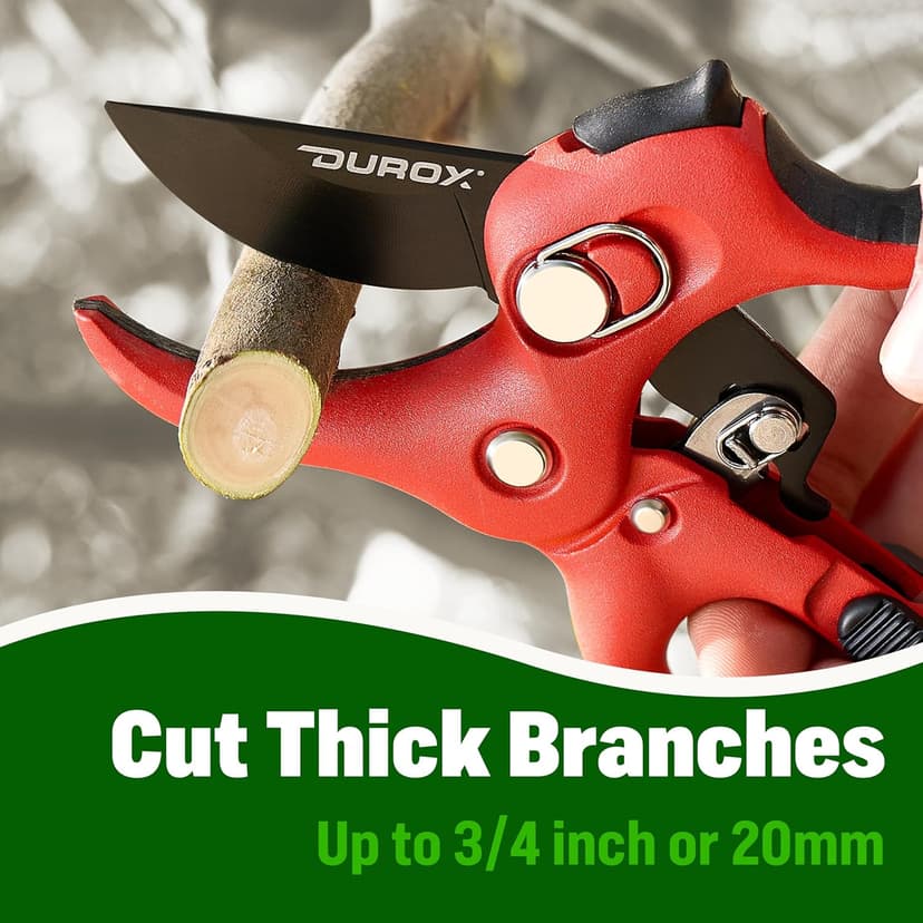DUROX - Ratchet Pruning Shears, Garden Shears with 3x Cutting Power. Effort-Saving Heavy-Duty Anvil Pruners. Replaceable Blade Cutting Blade Design. Ideal Secateurs for Precise Trimming, Model DGR-01