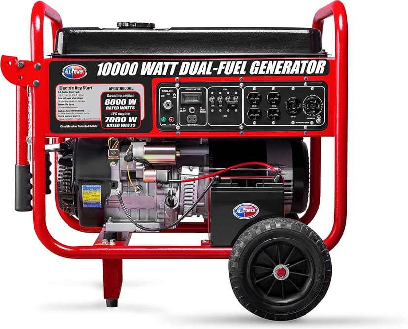 All Power, APGG10000-10,000 Watt Starting Power Generator JD Engine Gasoline Electric Start Portable Wheel Steel Frame