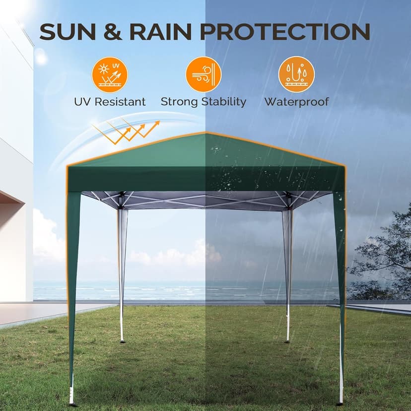 VINGLI 6.5x6.5 Pop Up Canopy Tent with Sidewalls, Outdoor Gazebo Canopy Tent, Patio Event Tents Outdoor Commercial Canopy for Parties (Green)