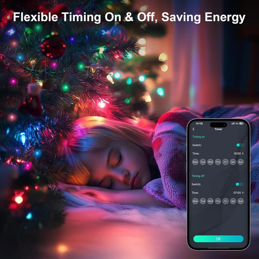 Color Changing Globe String Lights, 33ft Smart Fairy String Lights with APP Control, Mini Ball LED Twinkle Lights Hanging for Indoor Outdoor Bedroom Party Garden Camping Christmas Decoration