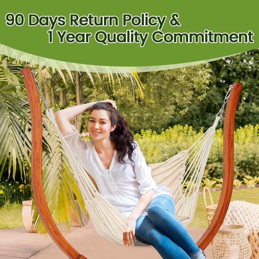 Premium Wooden Hammock Stand only (500 lbs/226kg), Sun Protection & Rain Resistant, Heavy Duty Premium Solid Wood Hammock Chair for Indoor or Outdoor Use, Safe & Stable (Hammock Not Included)