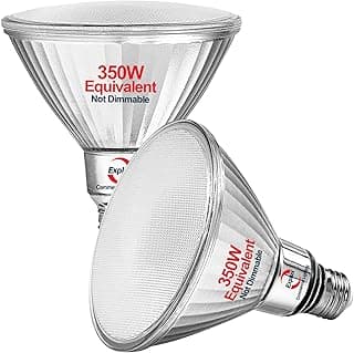 Explux 350 Watt Equivalent PAR38 LED Flood Light Bulb, Ultra Bright 5200 Lumens, Full-Glass Outdoor Waterproof & Anti-Ageing, Non-Dimmable, E26 Medium Base Spotlight, Daylight 5000K, 2-Pack