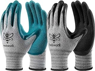DOFOWORK Gardening Gloves - 6 Pair Gardening Gloves for Women/Men, Breathable Natural Latex Garden Gloves with Grip