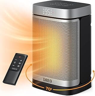 Dreo Space Heater, 1500W Portable Electric Heaters for Indoor Use, PTC Ceramic Heater for Office with Remote, Thermostat, 70°Oscillation, 12H Timer, 5 Modes, Safe Quiet Room Heater for Bedroom