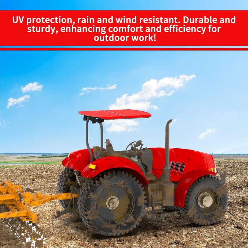 Red Tractor Canopy for ROPS 53-3/8" X 53-3/8", Tractor Shade Canopy Roof for Tractor and Mowers, Non-Fading High-Density Thermoplastic (Will Add About 4'' to The Height of The Tractor)