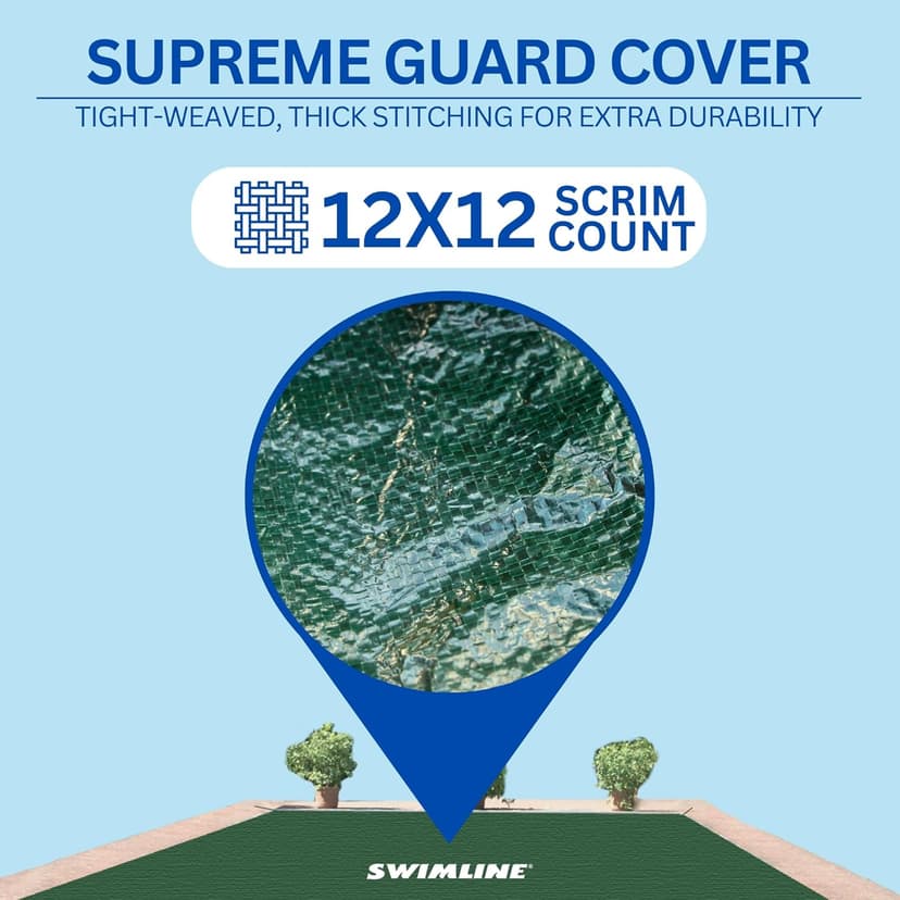 SWIMLINE HYDROTOOLS Supreme Guard Heavy Duty Winter Pool Cover for Inground Swimming Pools | for 20 X 36 FT Rectangle Pools | 25 X 41 FT Cover Size | Green/Black | Water Tube Sleeves | CO122541R