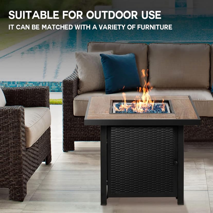 BALI OUTDOORS 50000 BTU Propane Fire Pit for Outdoor, 30 in Fire Pit Table Outdoor, Square Firepits for Outside Backyard, Patio