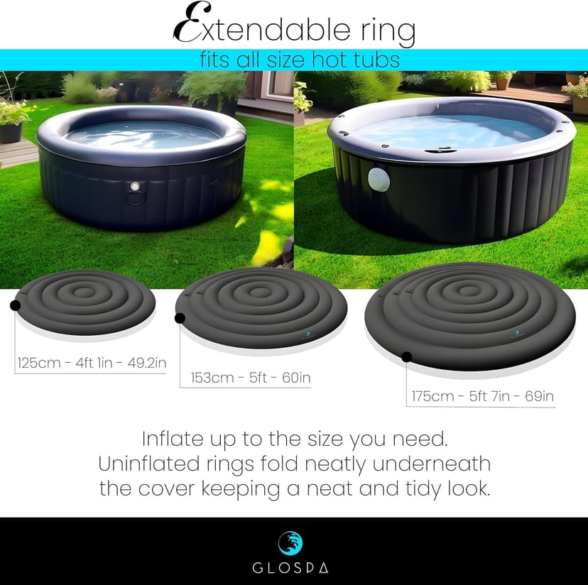 Inflatable Hot Tub Cover Round, One Size Fits All Energy Saving Heat Insulator & Protector, Insulated Thermal Hot Tub Replacement Cover Accessories