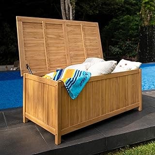 Cambridge Casual Arie 60 inch Wood Outdoor Deck Storage Box, Natural Teak