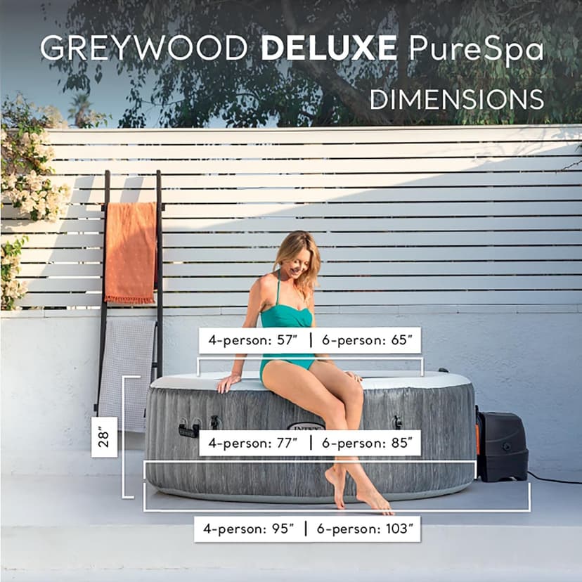 Intex PureSpa Plus 6 Person Portable Inflatable Round Hot Tub Spa with 170 Jets - Outdoor Blow-Up Hot Tub with Pump, Filter, Cover, and Dispenser Ball