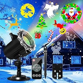 Holiday Projector Lights Outdoor,MOSSNDAR 64 HD Patterns Decorative Projector with RF Remote,Waterproof Landscape Lamp Projector for Garden Patio Independence Day Birthday Party Festival Decoration