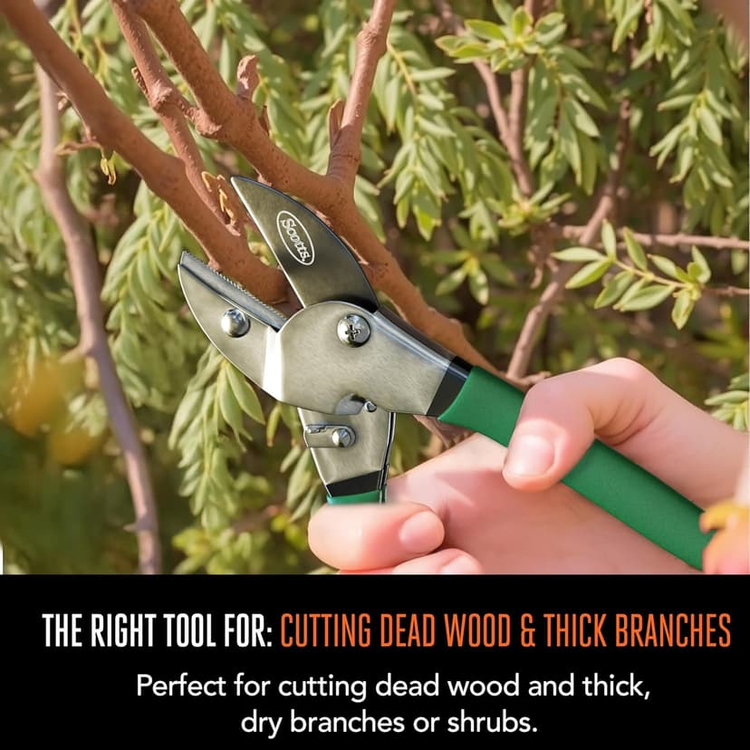 Scotts 8 in. Anvil Pruning Shears – 1/2 in. Cutting Capacity, Heavy-Duty Garden Pruner for Dry Stems and Dead Wood, Sap Resistant – Comfort Grip with Sharp Carbon Steel Blade for Yard and Garden Use