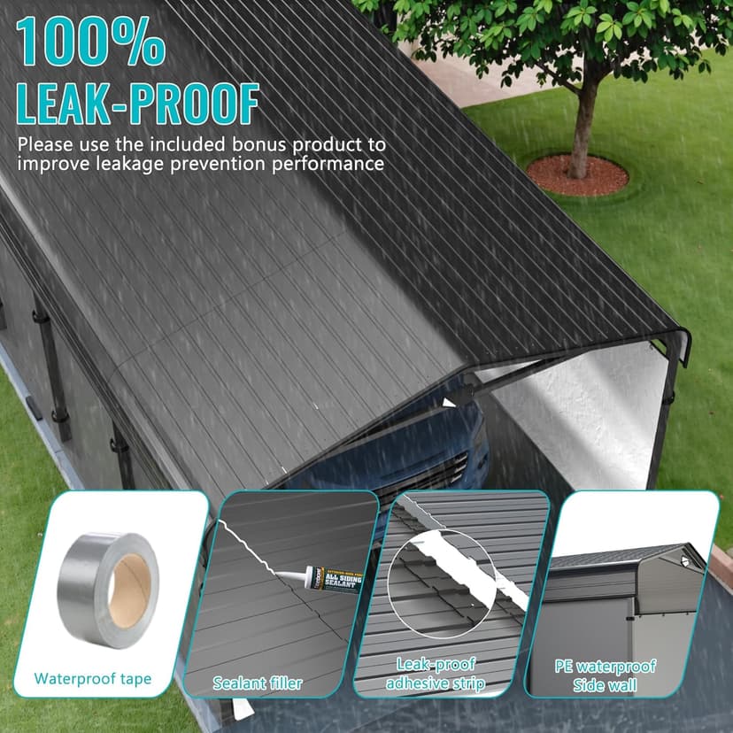 Metal Carport,Car Ports 20x20 Heavy Duty Metal for Snow,Car Tent Garage with Galvanized Metal Roof,Outdoor Two Car Carport All Weather with 2 PE Sidewalls
