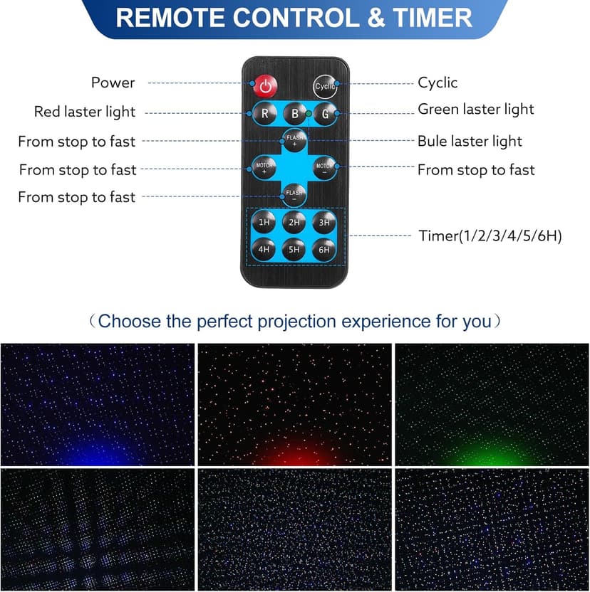 Outdoor RGB Laser Projector Lights, Moving 3 Color Starry Sky & Firefly Effects Projection Light with RF Control, IP65 Outdoor Holiday Landscape Decor for Christmas Halloween Parties Garden New Year