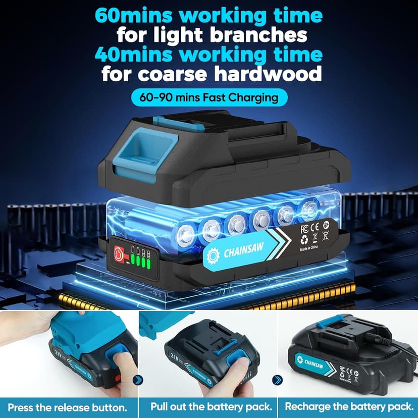 6 Inch Mini Chainsaw Cordless, Portable Electric Chainsaw, for Wood Cutting, Tree Trimming, Courtyard, Household, and Garden