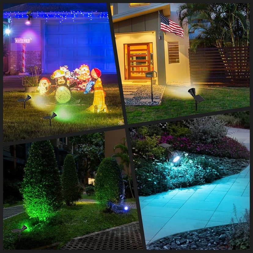 Solar Color Spot Lights Outdoor,21 LEDs Color Changing Solar Outdoor Lights,IP67 Waterproof RGB Multicolor Yard Solar Spotlights Auto On/Off for Pathway Garden Pool Patio Tree,2 Pack