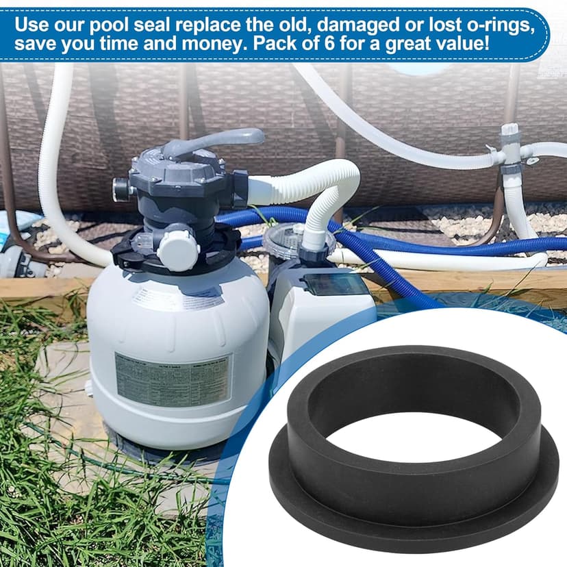 11228 L-Shape O-Ring Gasket Replacement for Intex Sand Filter Pumps Motor Seals, Pool Sand Pumps Part Hose Seals Repair Set - 6 Pack