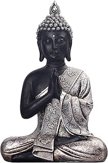 JORAE Seated Buddha Statue Buddhism Thai Meditating Home and Garden Decorative Sculpture Praying Collectibles Figurines, 9.5 in, Polyresin