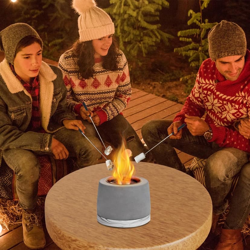 Concrete Tabletop Fire Pit with ASTM Certified, Table Top Portable Rubbing Alcohol Fireplace Indoor Outdoor Decor Long Time, White