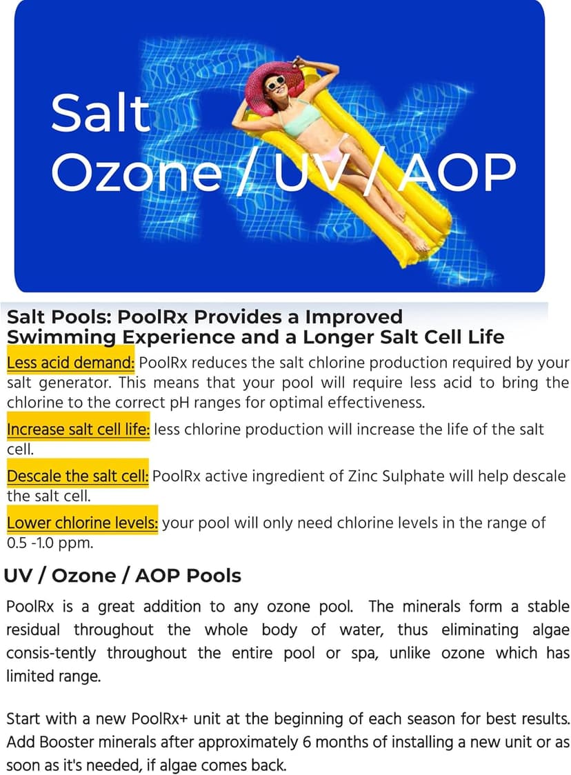 Pool RX 101001 6 Month Algaecide Blue Treats 7.5k-20k gallons, Single, Unit