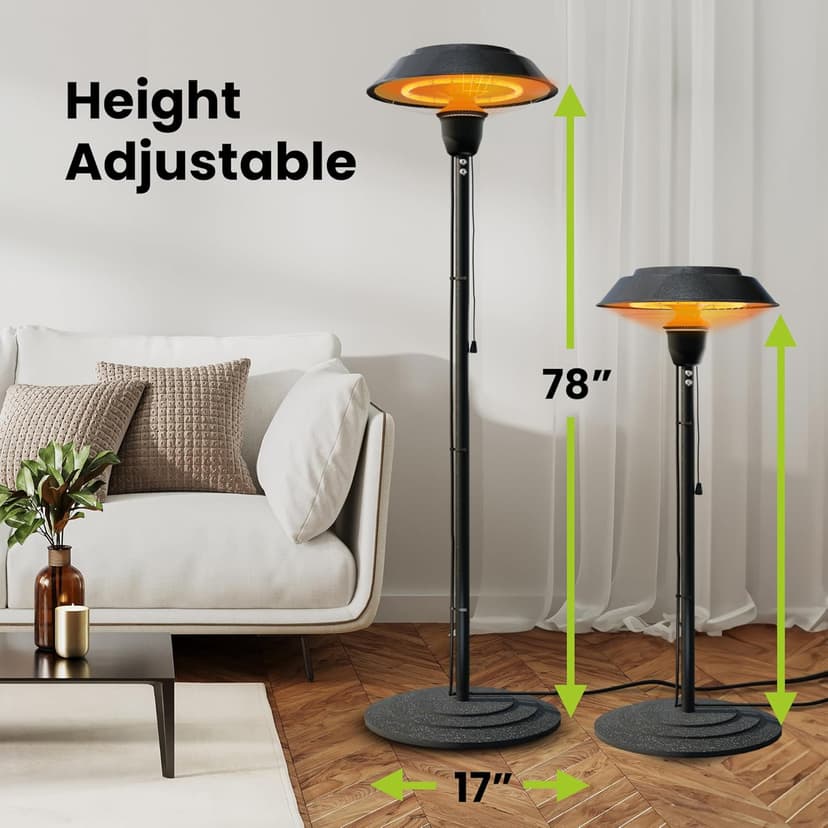 Indoor & Outdoor 1500W Electric Infrared Patio Heater, Waterproof & Tip-Over Protection, Perfect for Garden, Balcony