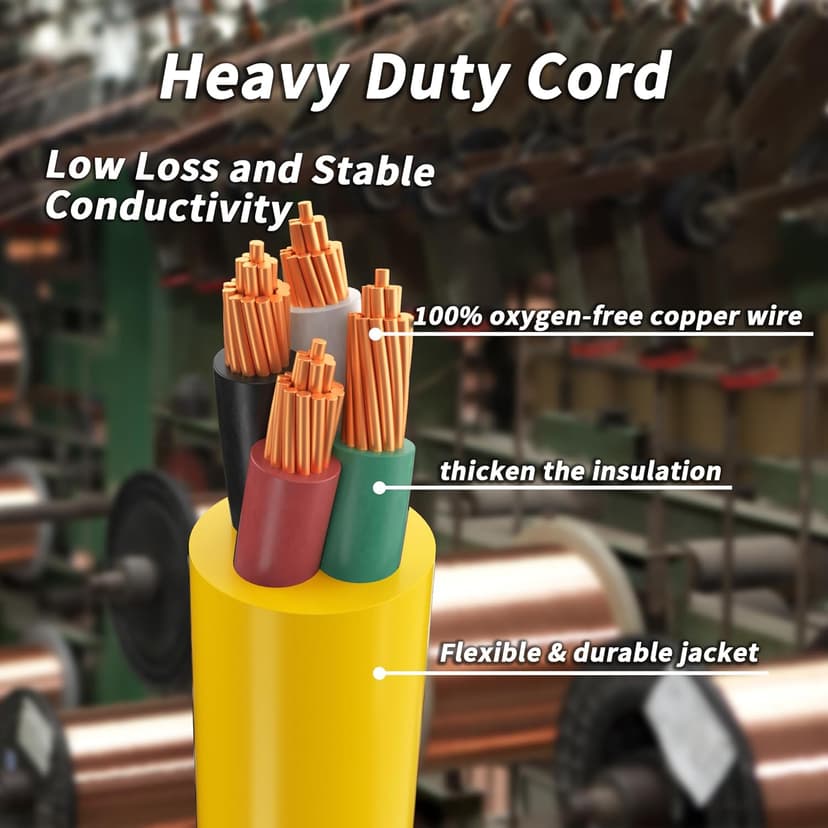 50FT 30 Amp Generator Extension Cord 4 Prong, NEMA L14-30P/L14-30R 10 Gauge STW 125/250V Twist Lock Generator Cord Heavy Duty, Yellow ETL Listed