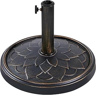 Yaheetech 18'' Patio Umbrella Base 26.5lbs Heavy Duty Antiqued Outdoor Market Umbrella Stand All-Weather Resin Umbrella Base for Garden & Yard, Bronze