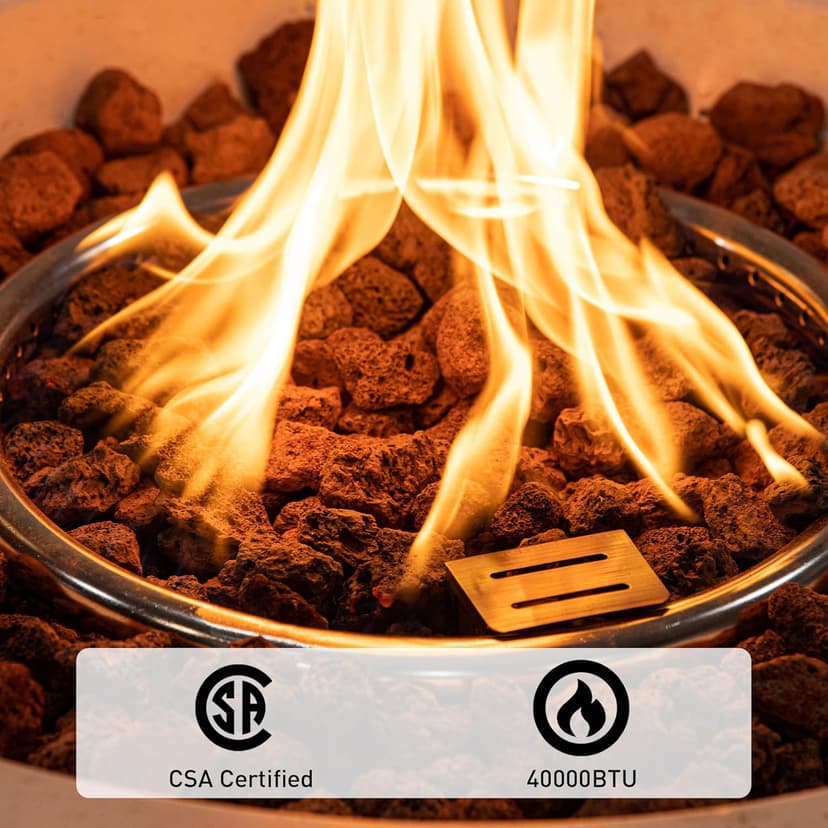 SUNBURY Outdoor Propane Fire Pit, Gas Fire Pit for Outside Patio, Stone Outdoor Fire Table Fire Column 40,000 BTU Propane Fire Tables Firepit Table w Lava Rocks, CSA Certified, Waterproof Cover