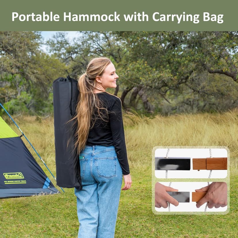 SUNCREAT Heavy Duty Double Hammock and Stand, Free Standing Two Person Hammock with Stand, Green Stripes