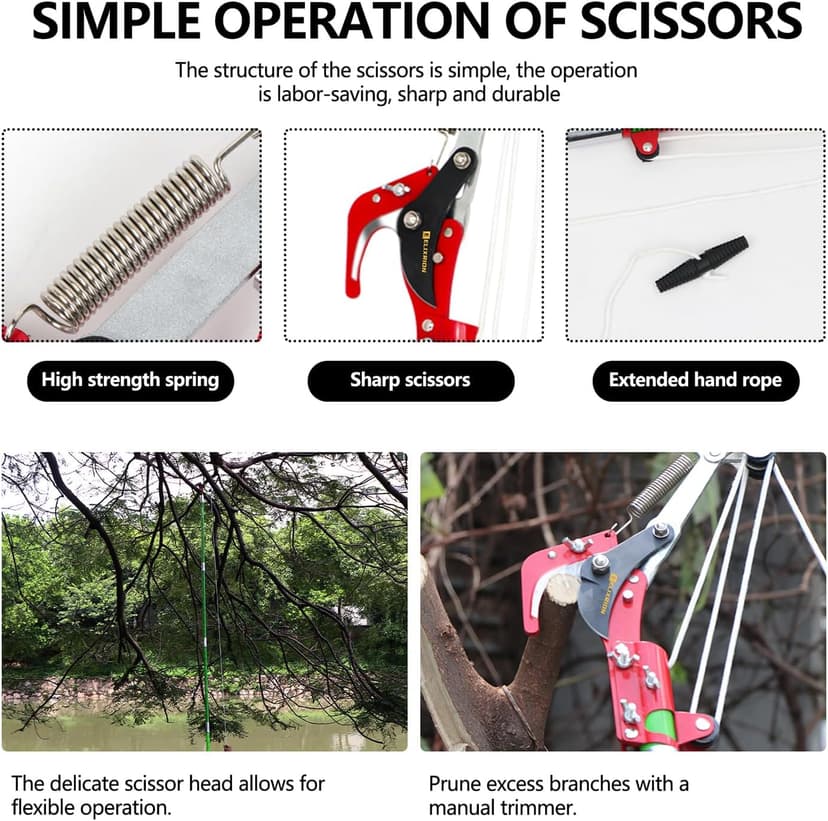7-27 Feet Extendable Pole Saw for Tree Trimming – Manual Branch Trimmer with Long Handle, Storage Bag, and Green Design – Perfect for Pruning and Cutting High Branches.