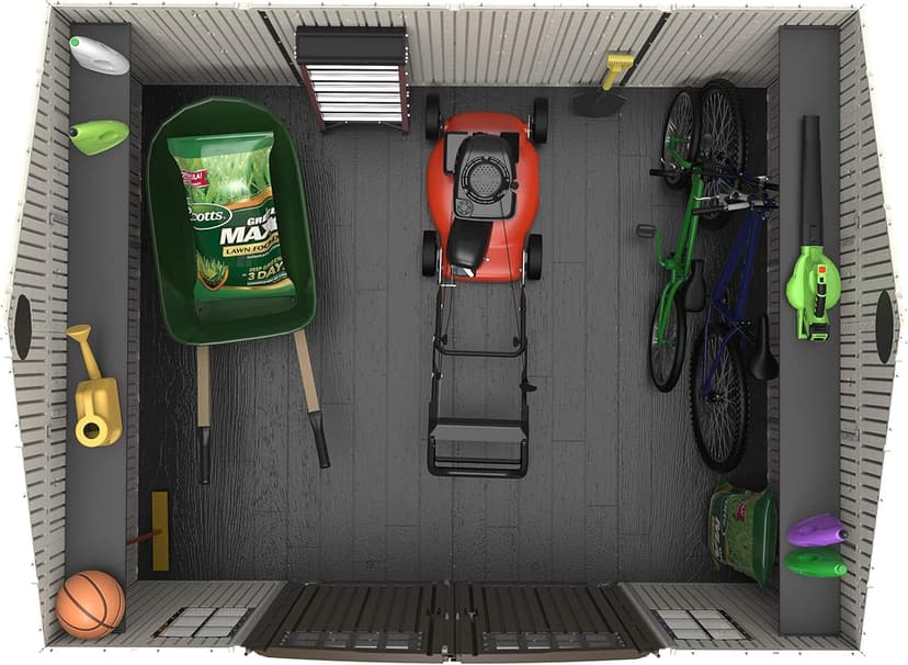 Lifetime 60005 Outdoor Storage Shed with Windows, Skylights and Shelving, 10 x 8 Feet