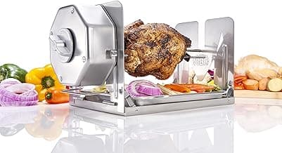 Cordless Universal Rotisserie Kit for Grills Ovens and Smokers - Non-Electric Wind-up Spit Roaster, Gas or Charcoal BBQ - Indoor/Outdoor (Stainless Steel)