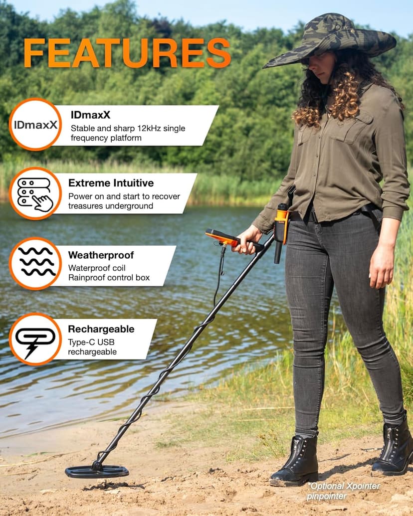 Quest X1 Metal Detector for Adults - Value Pack w/Coil Cover String Bag Digger, Fast Discrimination Speed, Built-in Battery Lightweight Doubled Coil for Coin Militaria Treasure Hunting Nail Test