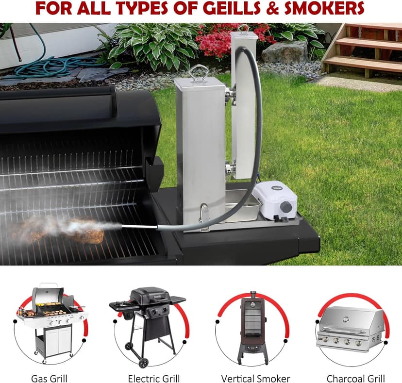 Cold Smoke Generator, 16 Hours Continuous Smoke, Stainless Steel Pellet Smoker Tube, Portable Electric Smoke Maker Outdoor Smoker Accessories for Meat Vegetables