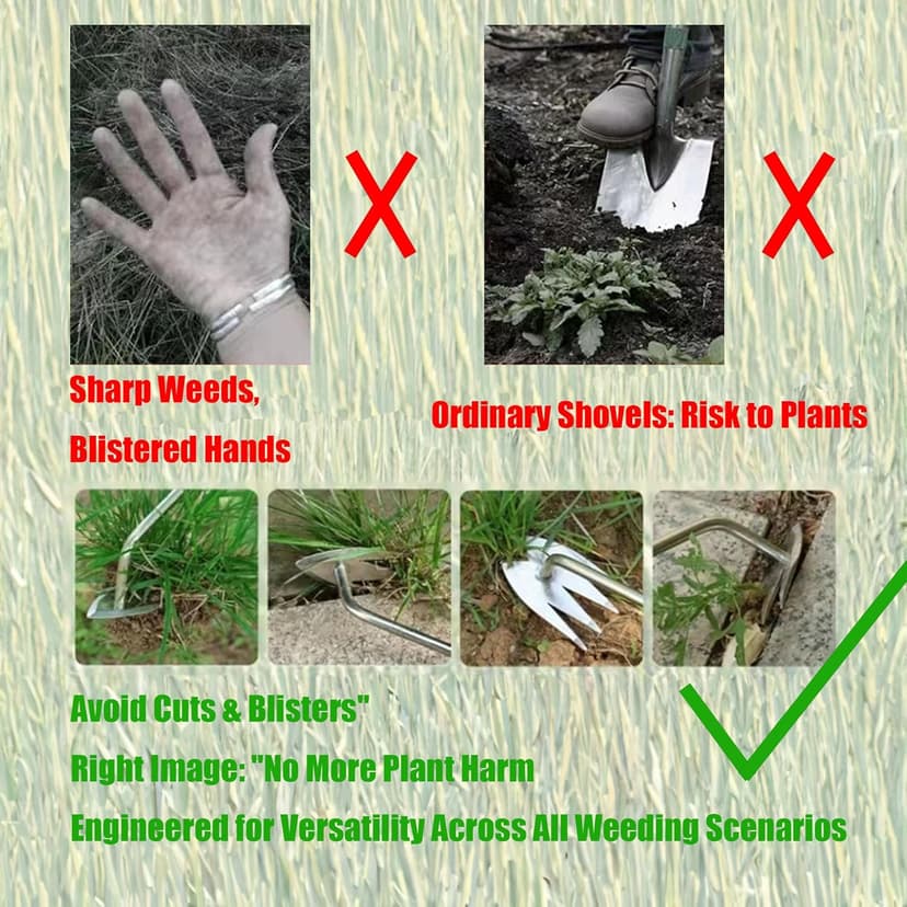 Hand Weed Puller Dual-Action 4-Claw Weeder with Ergonomic Grip Garden Tool for Efficient Root Removal Precision Weed Extraction Ideal for Garden Enthusiasts