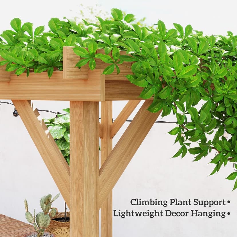 Outsunny 6.6' x 6.6' Outdoor Pergola with Stable Structure and Concrete Anchors, Wood Gazebo Grape Trellis for Climbing Plant Support, Garden, Patio, Backyard, Deck, Dark Brown