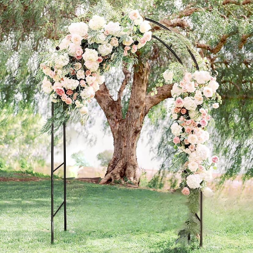 Metal Pergola Arbor,7.5 Feet Wide x 6.4 Feet High or 4.6 Feet Wide x7.9 Feet High,Assemble Freely 2 Sizes,for Various Climbing Plant Wedding Garden Arch Bridal Party Decoration Wide Arbor