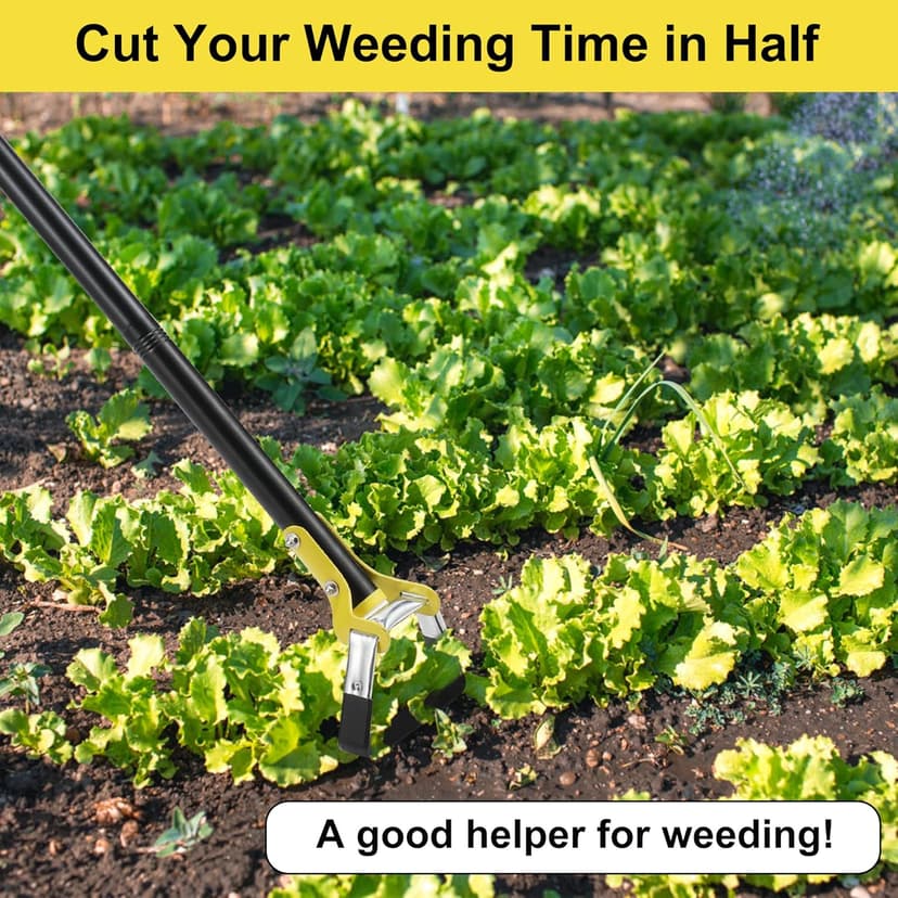 Stainless Steel 62Inch Garden Hoe, Weeding Loop Stirrup Hoe Tool for Garden, Scuffle Hula Hoe with Adjustable Handle - Black