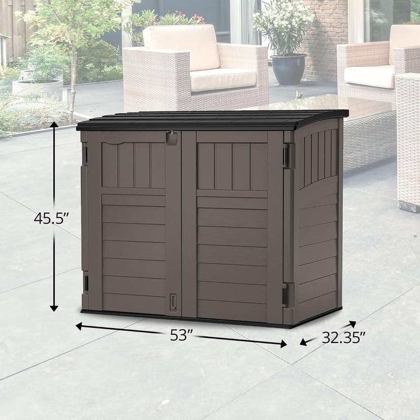 Suncast 34 Cu. Ft. Horizontal Shed for Outdoor Storage w/Locking System, Stoney/Black