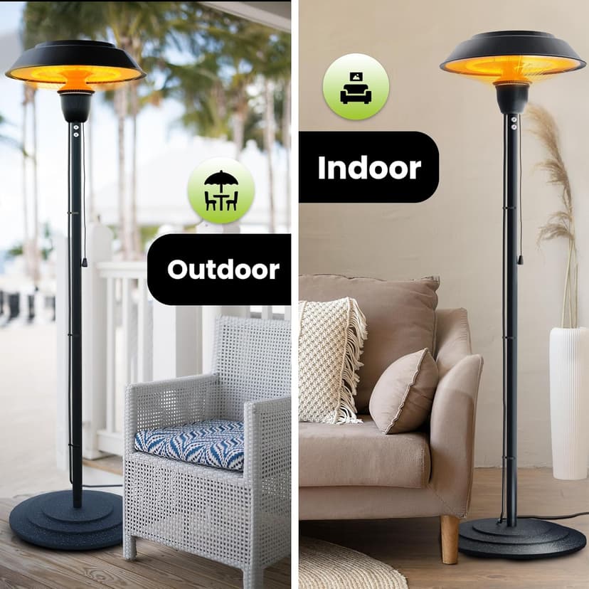 Indoor & Outdoor 1500W Electric Infrared Patio Heater, Waterproof & Tip-Over Protection, Perfect for Garden, Balcony