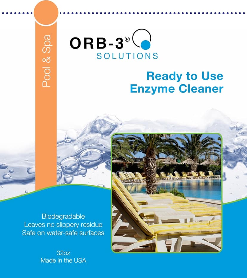 A011-J5R-1Qspry Ready-to-Use Enzyme Cleaner Spray Bottle for Pools, 1-Quart, Translucent light yellow liquid