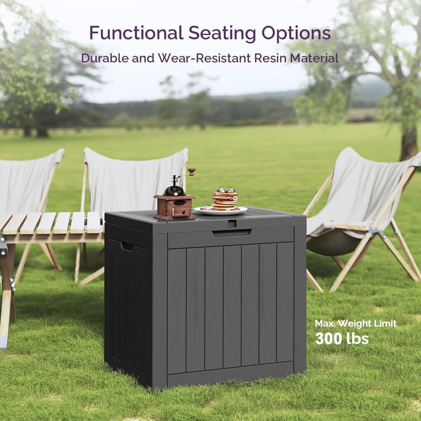 Sersper 30 Gallon Deck Box, Outdoor Lockable Storage Resin Box for Package-Sports Equipment-Garden Tools, Waterproof and UV Resistant Patio Storage Box, Black