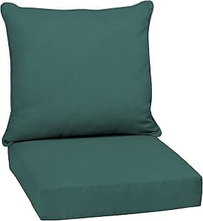 Arden Outdoor Deep Seat Cushion Set, 24 in x 24 in, Weather-Proof, Rain-Proof, Fade Resistant Patio Cushion for Chair, Sofa, and Couch 24 x 24, Peacock Blue Green Texture