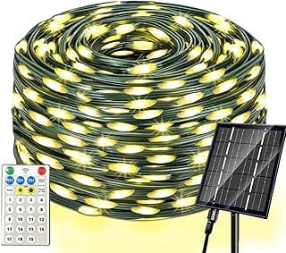 Solar Christmas Lights Outdoor, Upgraded 212FT 640LED with Remote,19 Modes Waterproof Solar String Lights for Outside Garden Home Christmas Decorations (Warm White)