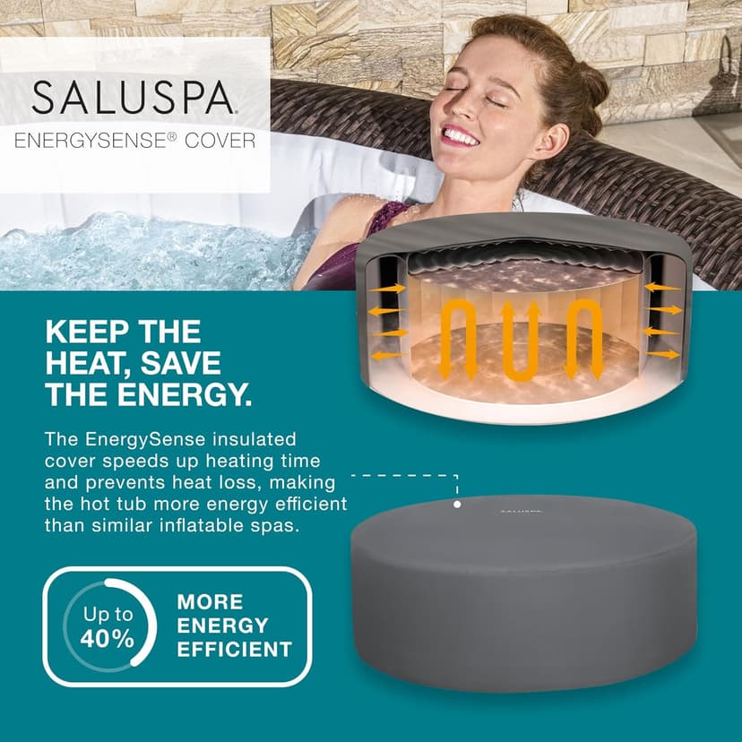 Bestway SaluSpa St Moritz AirJet 5 to 7 Person Inflatable Hot Tub Round Portable Outdoor Spa with 180 AirJets and EnergySense Energy Saving Cover